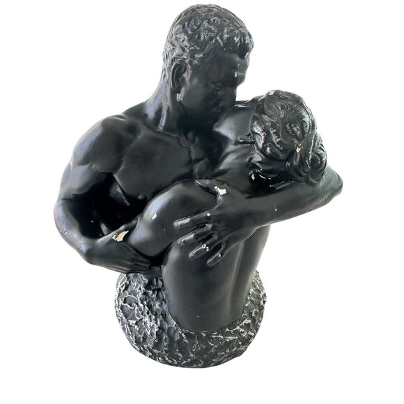 Man & Woman Kissing Bust VTG 1950s Silvestri Bros. Chalk/plaster Lovers Embrace - Picture 1 of 7